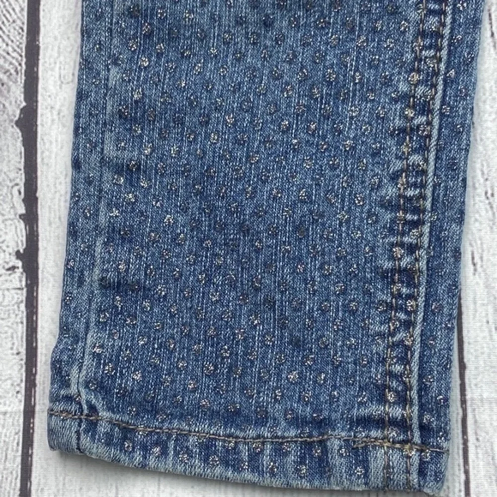 Arizona Jeans Co Skinny Jeans Toddler Girls Size 4T Silver Glitter Polka Dots